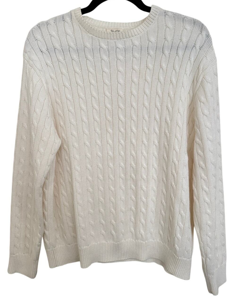Brandy Melville John Gault Cream Cable Knit Fisherman Crewneck Sweater Large